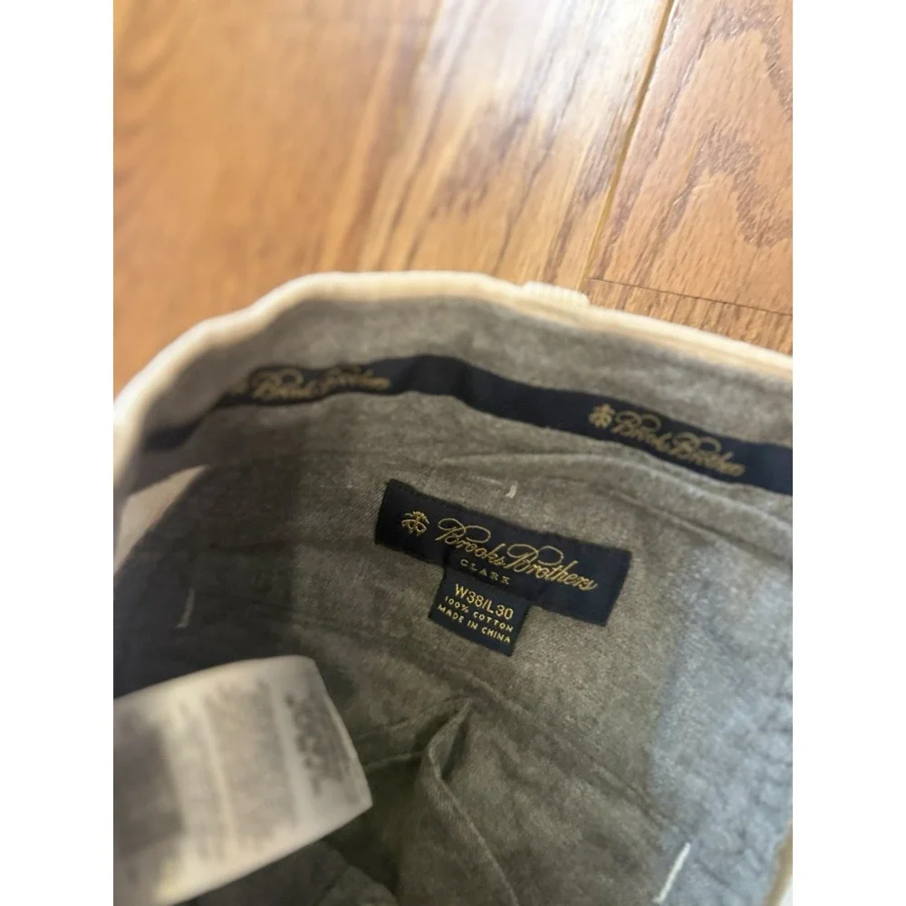 Brooks Brothers Clark Pants Mens 38x30 Cream Corduroy Casual Straight Fit